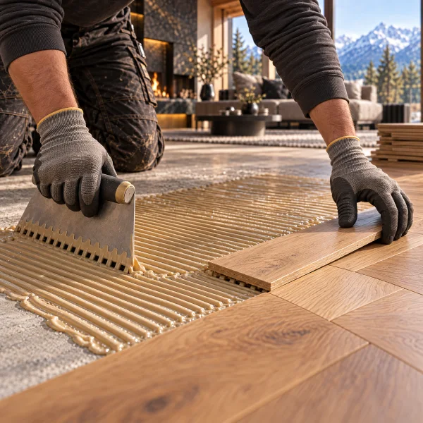 Pose de parquet collé en Haute-Savoie _ un artisan certifié Bona